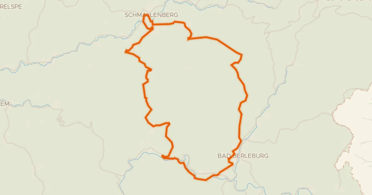 Map of the cycling route Rothaar-Radroute
