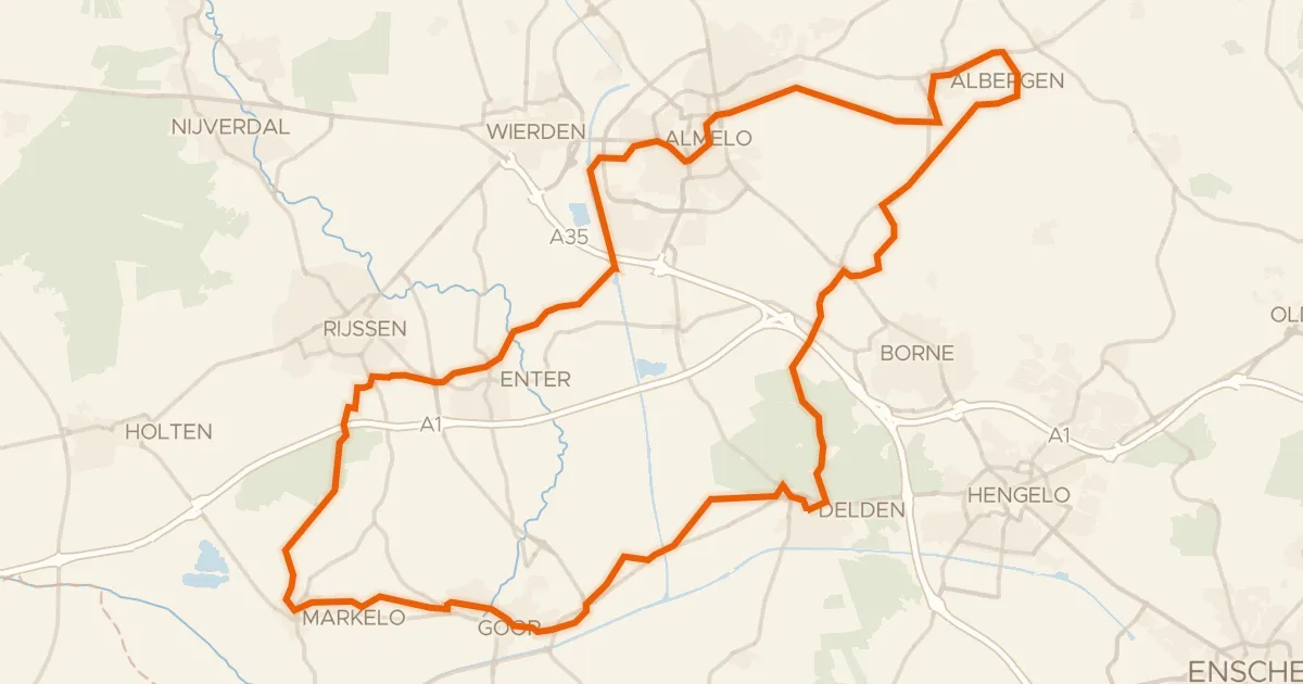 Map of the cycling route Rondje Twickel en de Regge