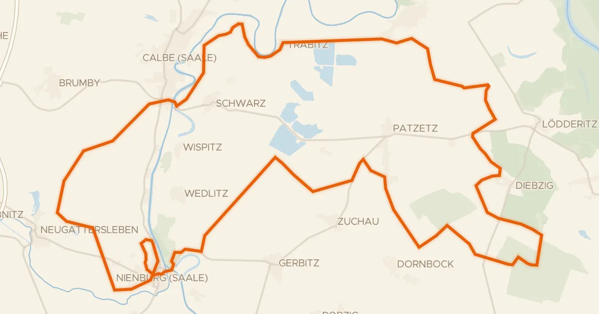 Map of the cycling route Rondje Sprohne en Saale