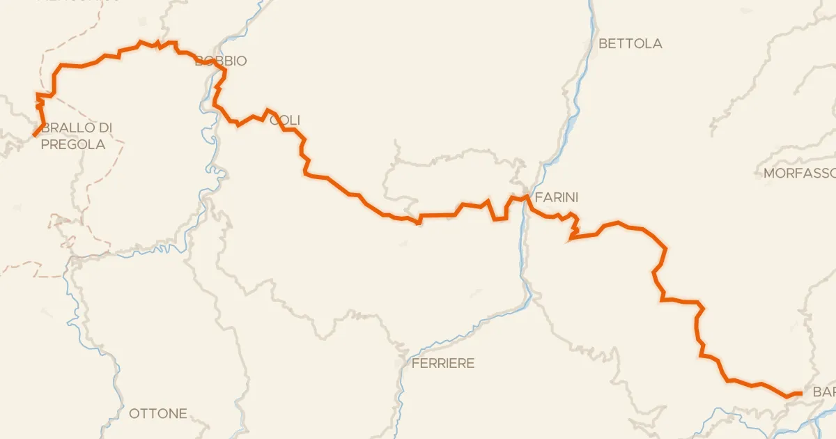 Kaart van de fietsroute ABT Tappa 4: Brallo di Pregola - Bardi