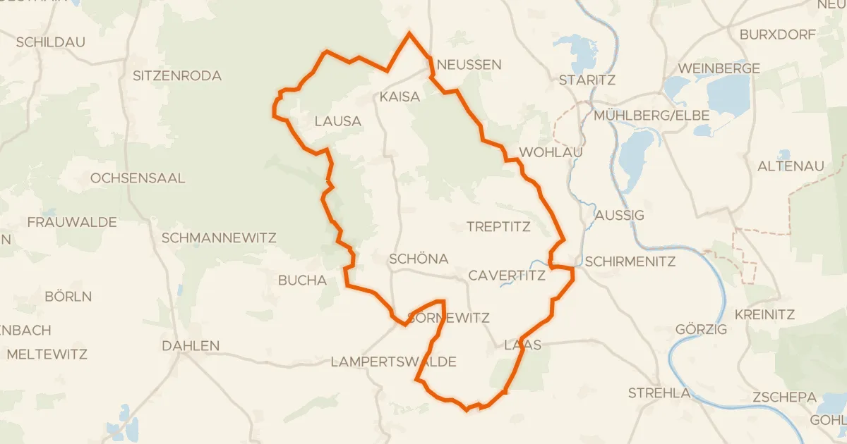 Map of the cycling route Rondje Reudnitz en Dahlener Heide