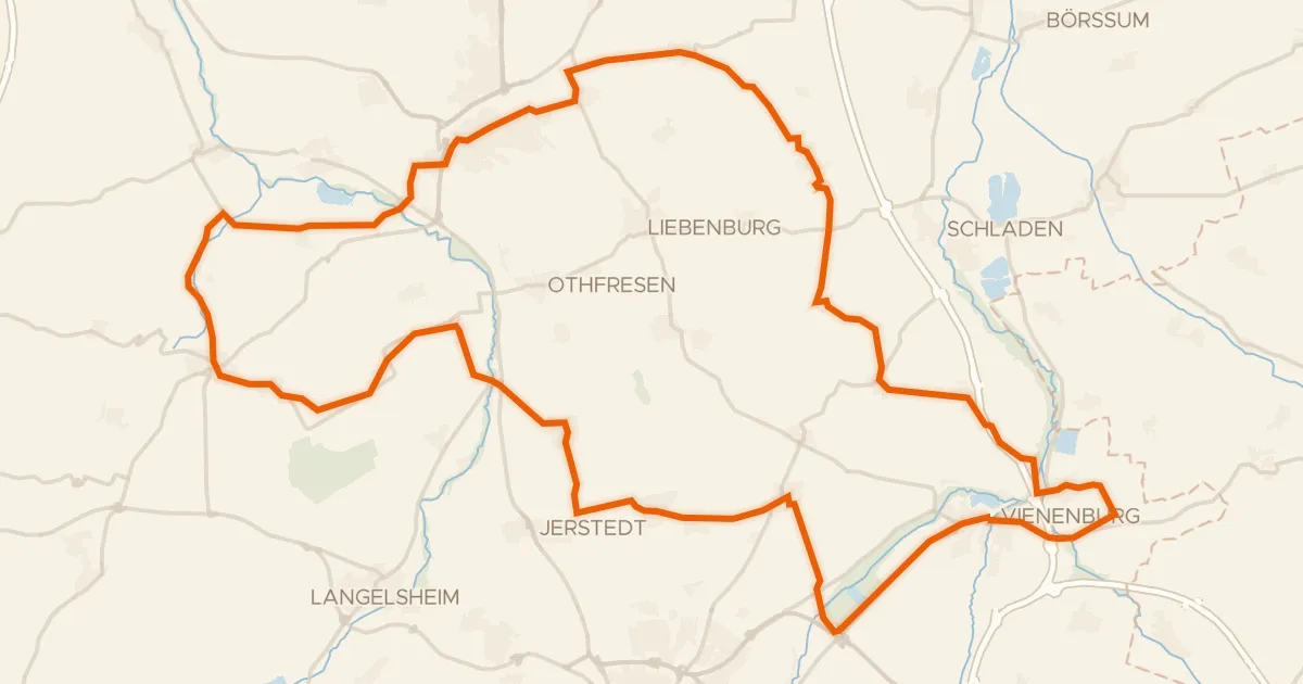 Kaart van de fietsroute Rondje Burg Lutter en NSG Okertal südlich Vienenburg