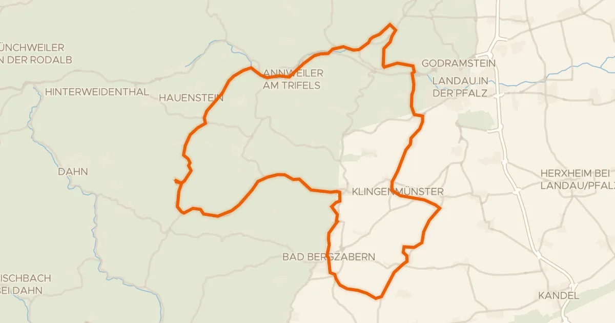 Kaart van de fietsroute Rondje Burg Landeck en Schloss Bad Bergzabern
