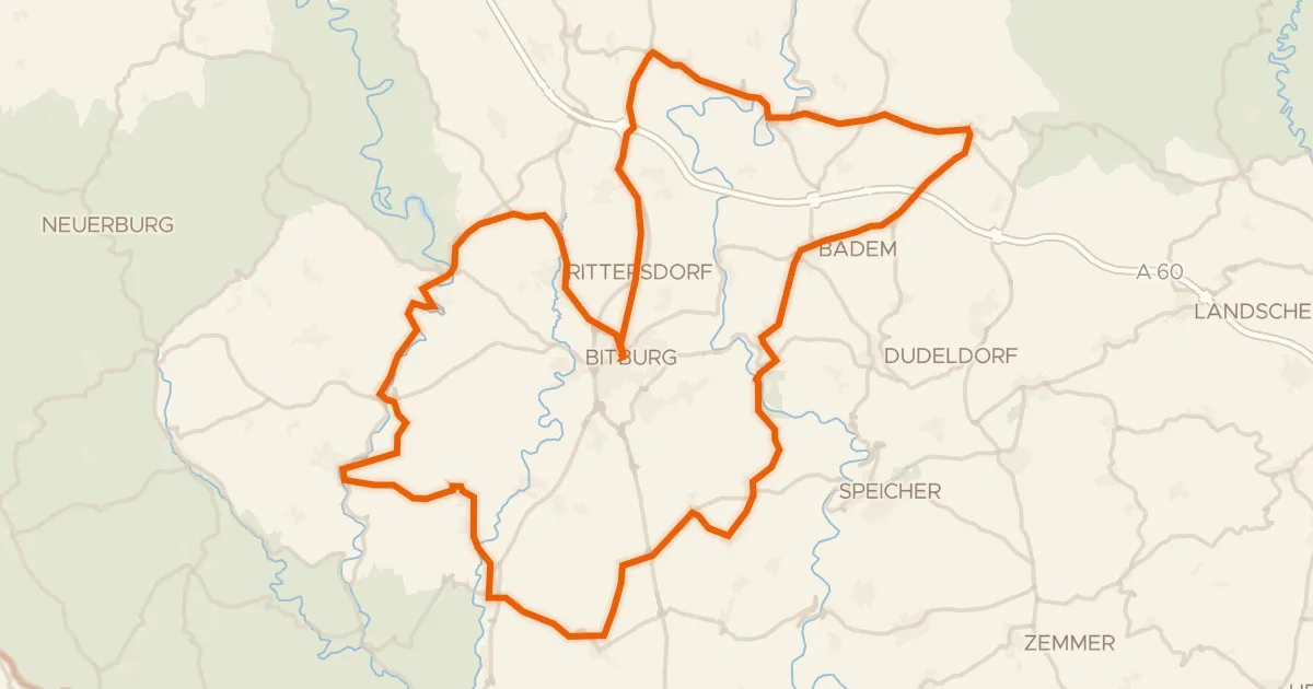Map of the cycling route Rondje Schloss Malberg en Nims