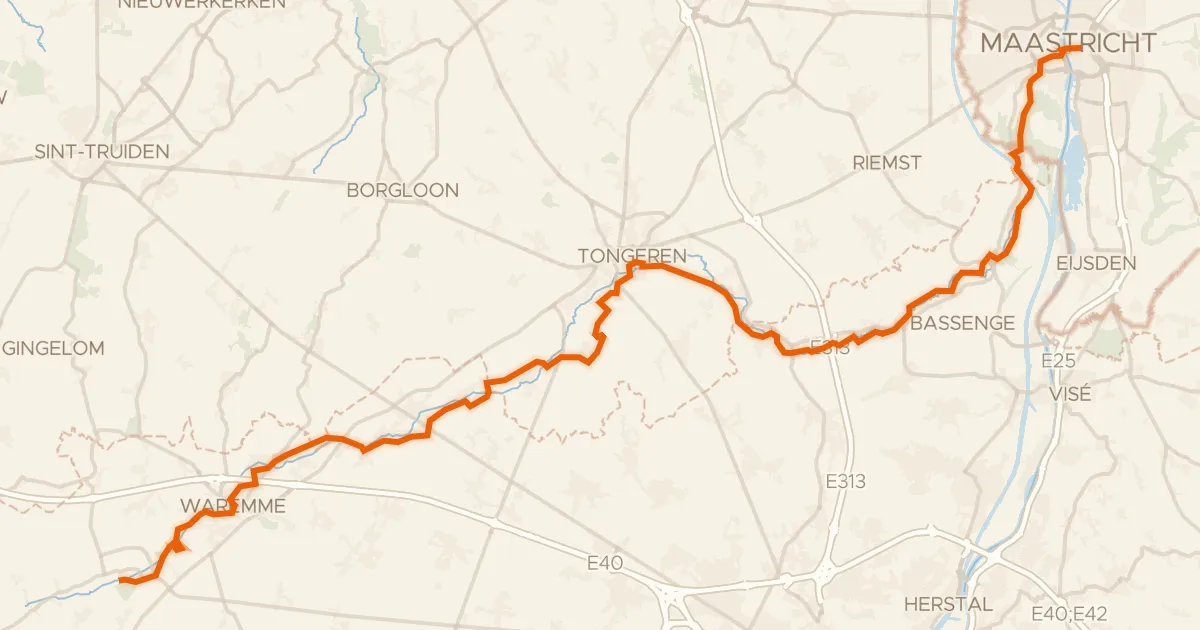 Kaart van de fietsroute Via Jecore