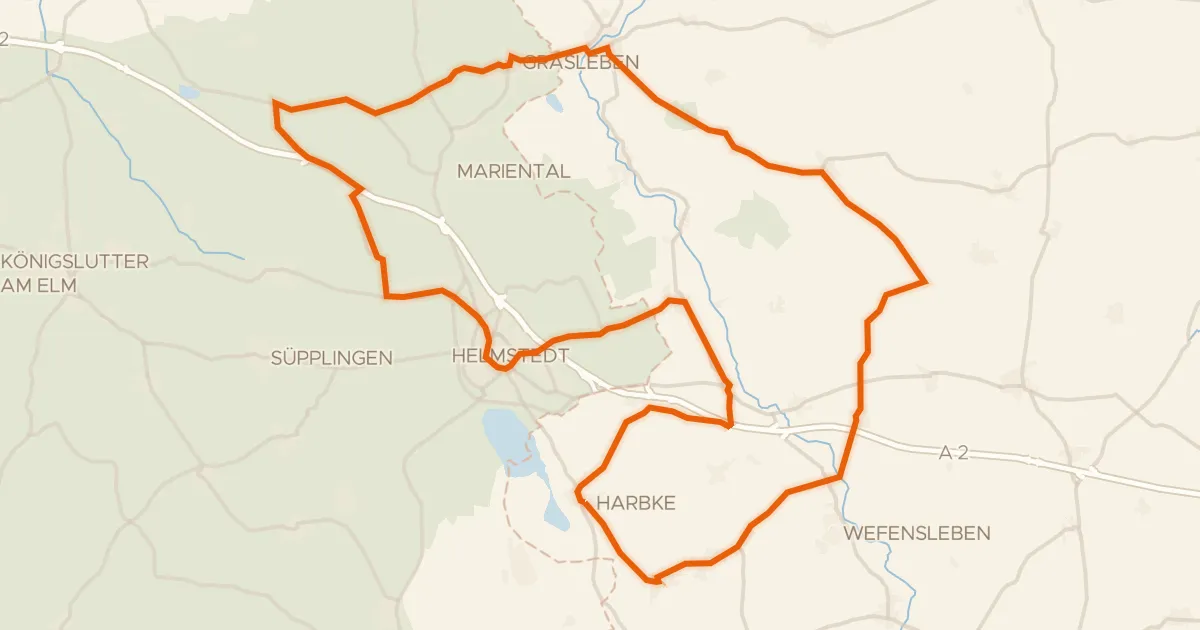 Kaart van de fietsroute Rondje Schloß Harbke en Burgruine Weferlingen