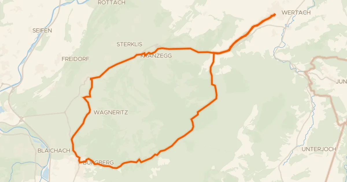 Kaart van de fietsroute 19 - Rund um den Grünten
