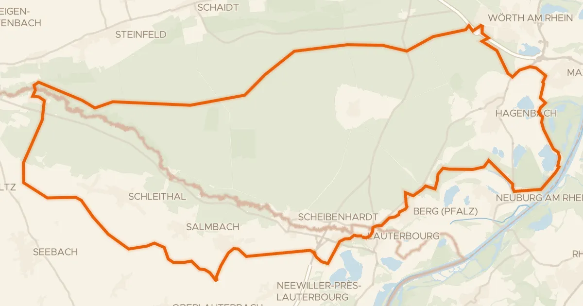 Kaart van de fietsroute Rondje Château Saint-Rémy d'Altenstadt en Lauterniederung