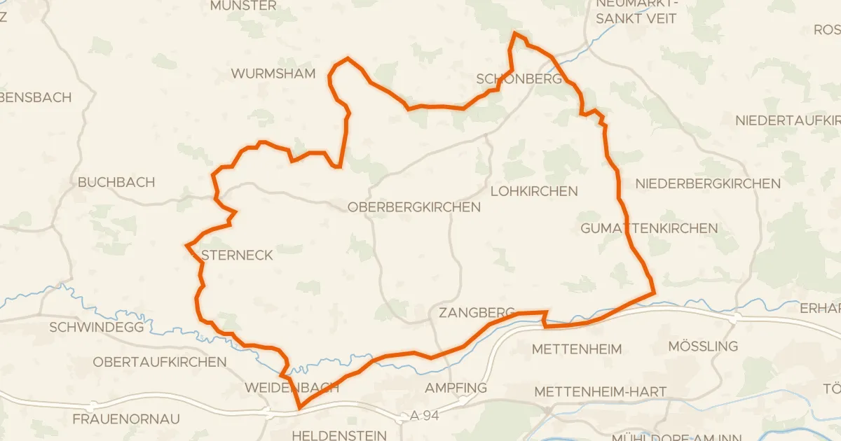 Kaart van de fietsroute Rondje Isen en Rott