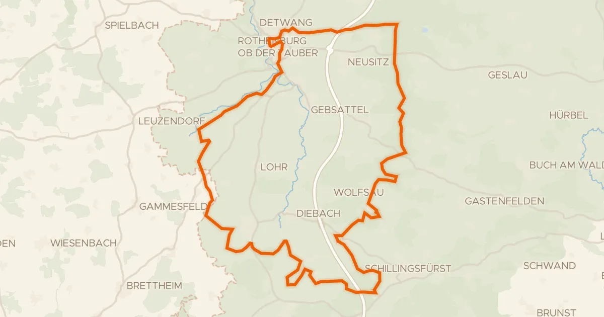Kaart van de fietsroute Rondje Karrachsee en Tauber