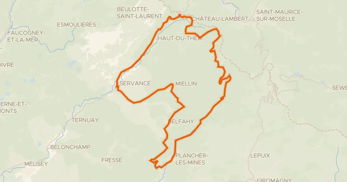 Kaart van de fietsroute Boucle des Belles Filles