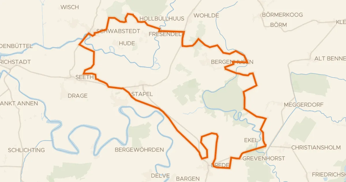 Map of the cycling route Rondje Wildes Moor bei Schwabstedt en Eider
