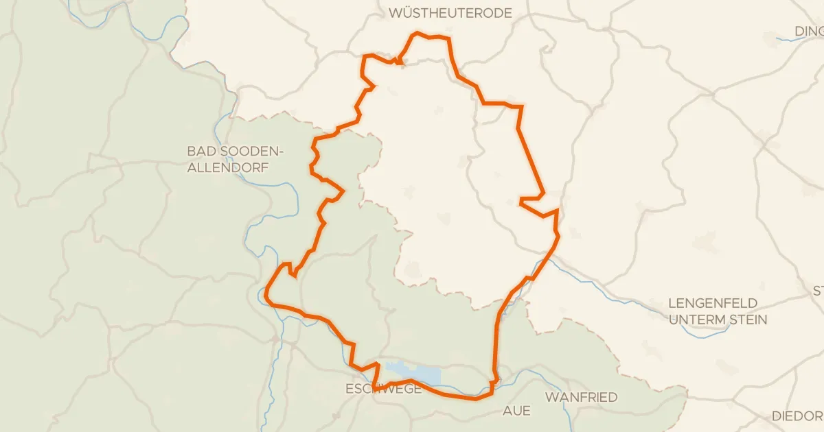 Kaart van de fietsroute Rondje Burg Fürstenstein en Werra