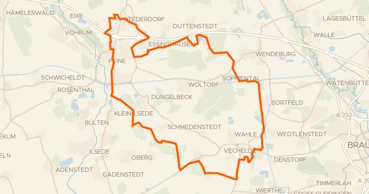 Kaart van de fietsroute Rondje Mittellandkanal en Stichkanal Salzgitter
