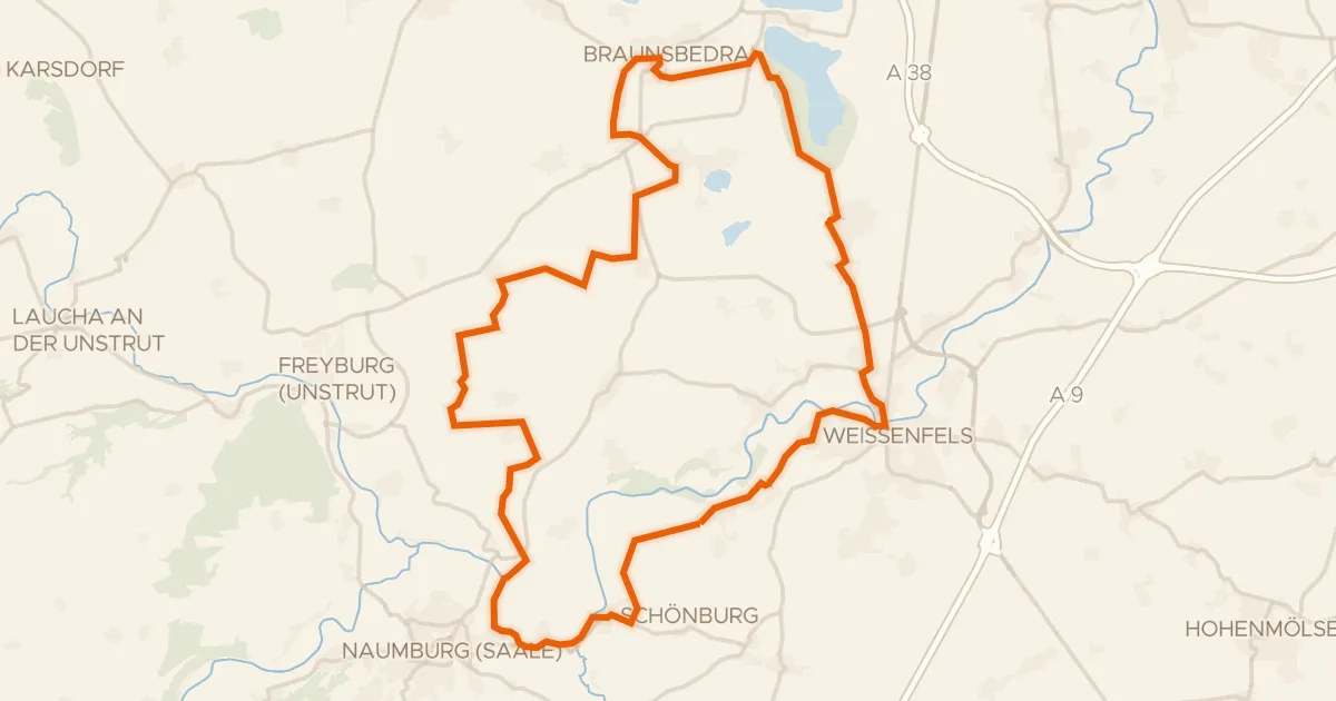 Kaart van de fietsroute Rondje Burg Schönburg en Großkaynaer See