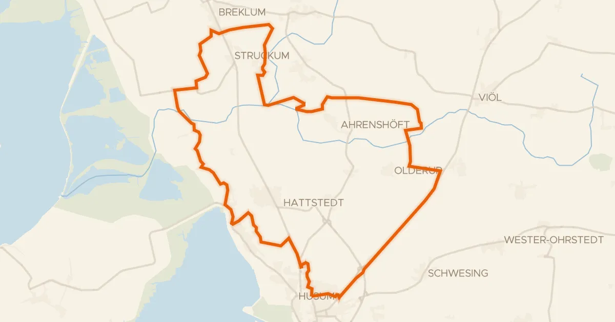 Kaart van de fietsroute Langs de Arlau en de Ostenau