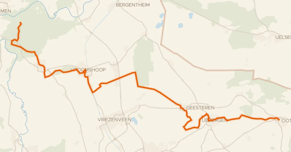 Kaart van de fietsroute Saksenroute - 05 - Ommen - Ootmarsum