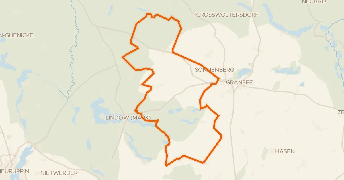Kaart van de fietsroute Rondje Wutzsee en Glambecksee