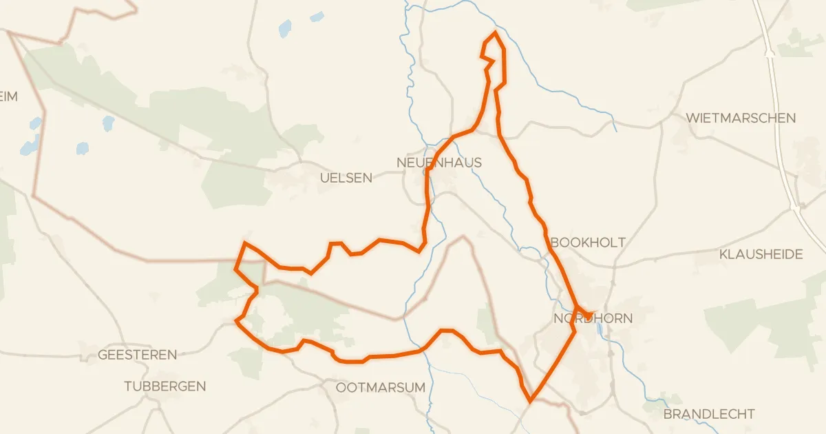 Kaart van de fietsroute Rondje Burgruine Lage en Vechte