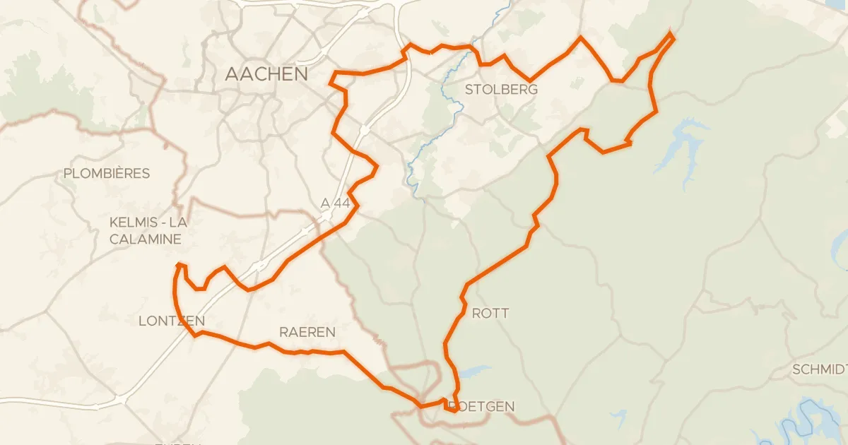 Kaart van de fietsroute Rondje langs Schloß Thor en Struffelt