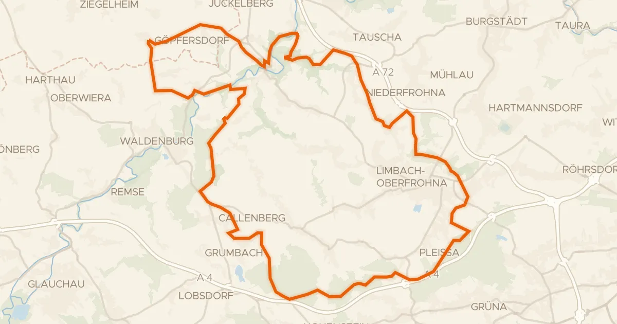 Map of the cycling route Rondje Ruine Zinnberg en Schloss Wolkenburg