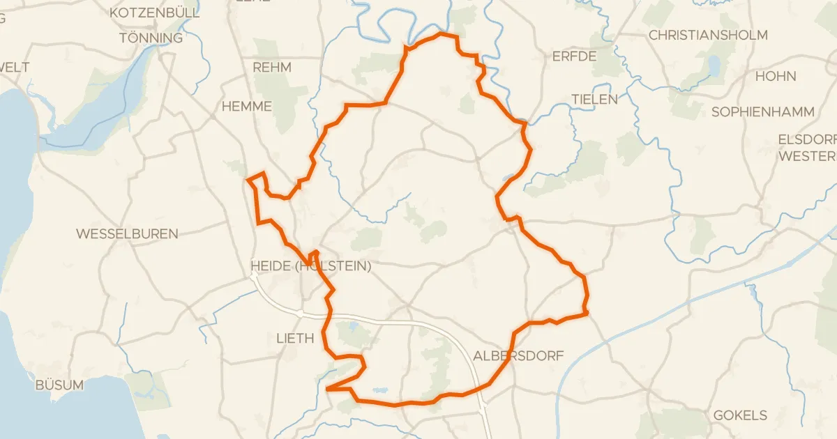 Map of the cycling route Rondje Aurora en Riesewohld