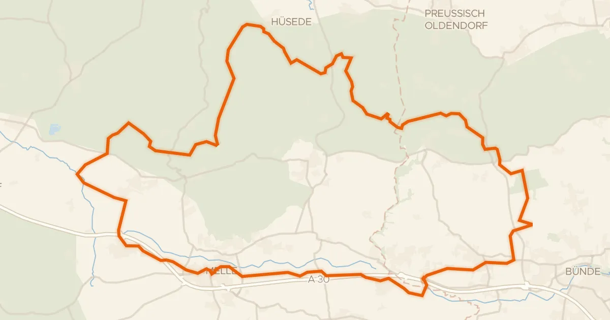 Kaart van de fietsroute Rondje Schloß Ledenburg en Obere Hunte