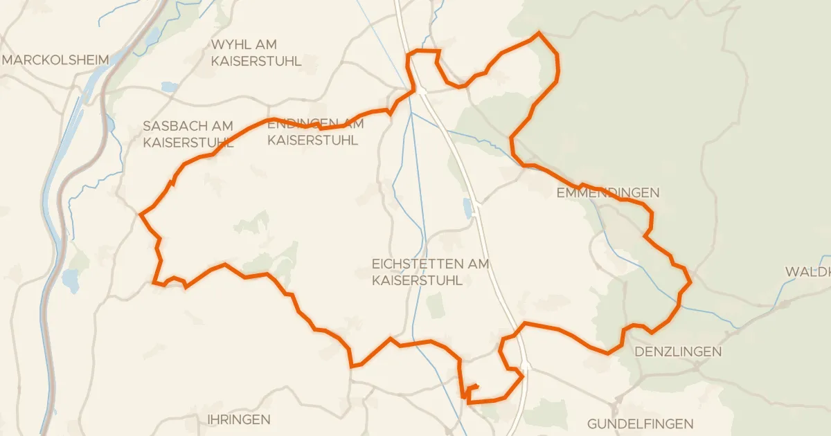 Kaart van de fietsroute Rondje Badberg en Teninger Allmend