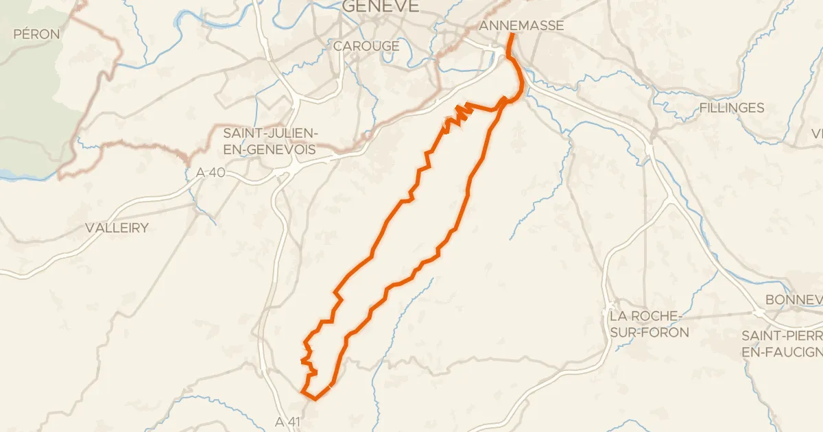 Kaart van de fietsroute Circuit du Salève