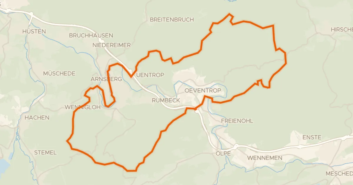 Map of the cycling route Rondje Arnsberger Schloßruine en Arnsberger Wald