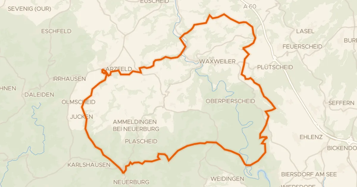 Kaart van de fietsroute Rondje Urprümschleife bei Echtershausen en Prüm