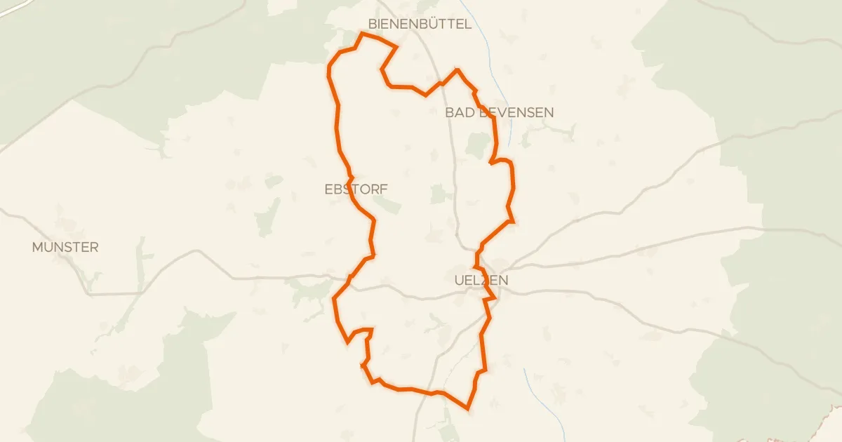 Kaart van de fietsroute Rondje Süsing en Wipperau