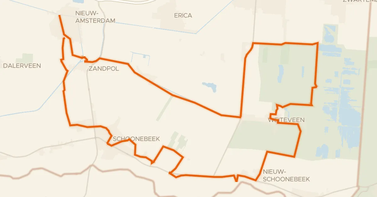 Kaart van de fietsroute Vincents Inspiratie, Van Gogh fietsroute