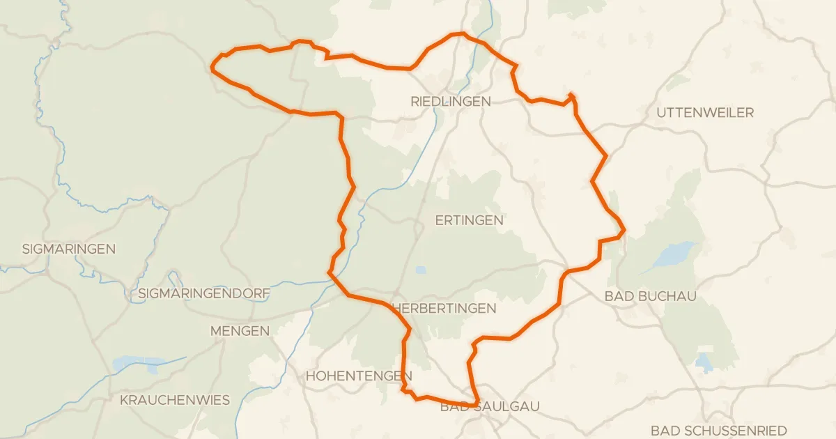 Map of the cycling route Rondje Flusslandschaft Donauwiesen en Warmtal