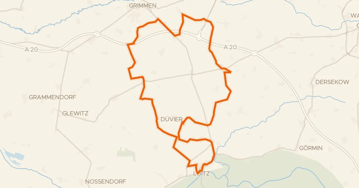 Kaart van de fietsroute Rondje Peene en Schwinge