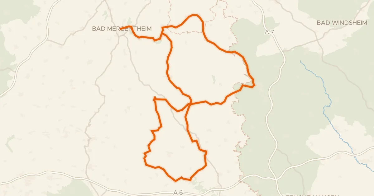 Kaart van de fietsroute Hohenloher Residenzenweg