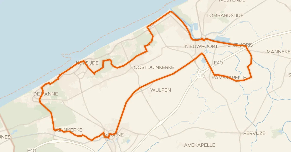 Kaart van de fietsroute Westkust