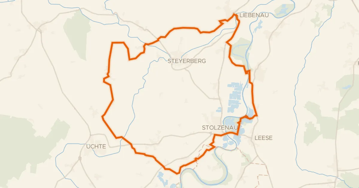 Map of the cycling route Rondje Weseraue en Eickhofer Heide