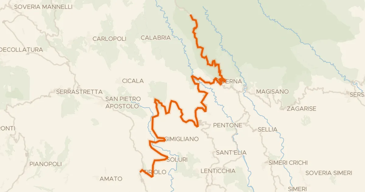 Kaart van de fietsroute Ciclovia dei Parchi della Calabria - Tappa 7