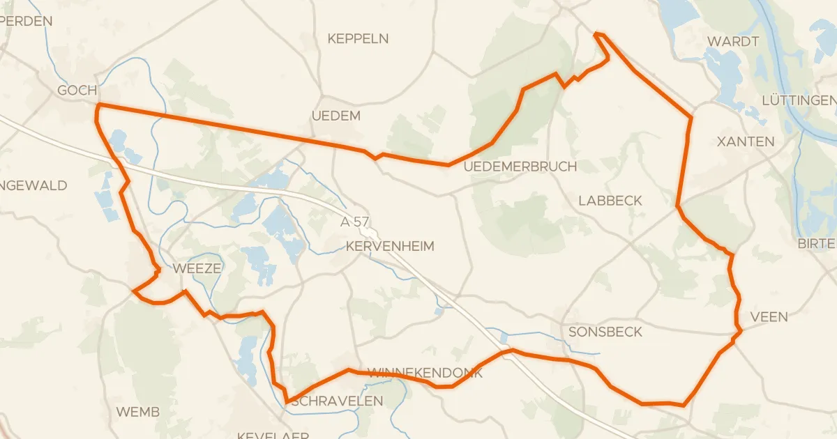 Kaart van de fietsroute Rondje Haus Balken en Schloss Wissen