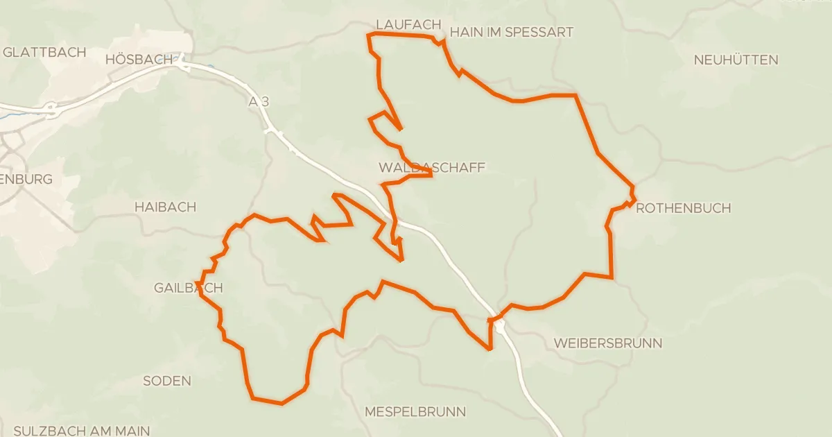 Kaart van de fietsroute Bikewald Route C Aschaffenburg Mitte