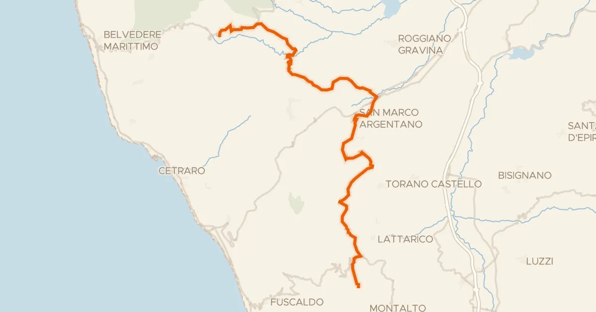 Map of the cycling route ABT Tappa 30: Sant’Agata di Esaro - San Benedetto Ullano