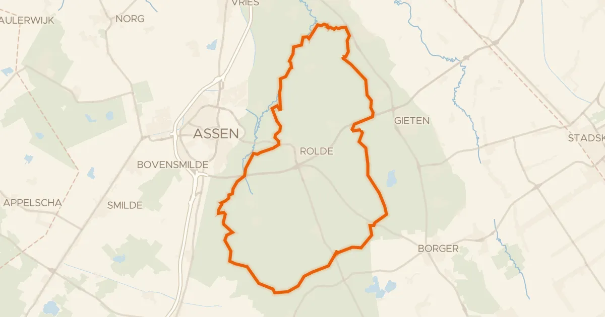 Kaart van de fietsroute Rondje Strubben-Kniphorstbosch en Balloërveld