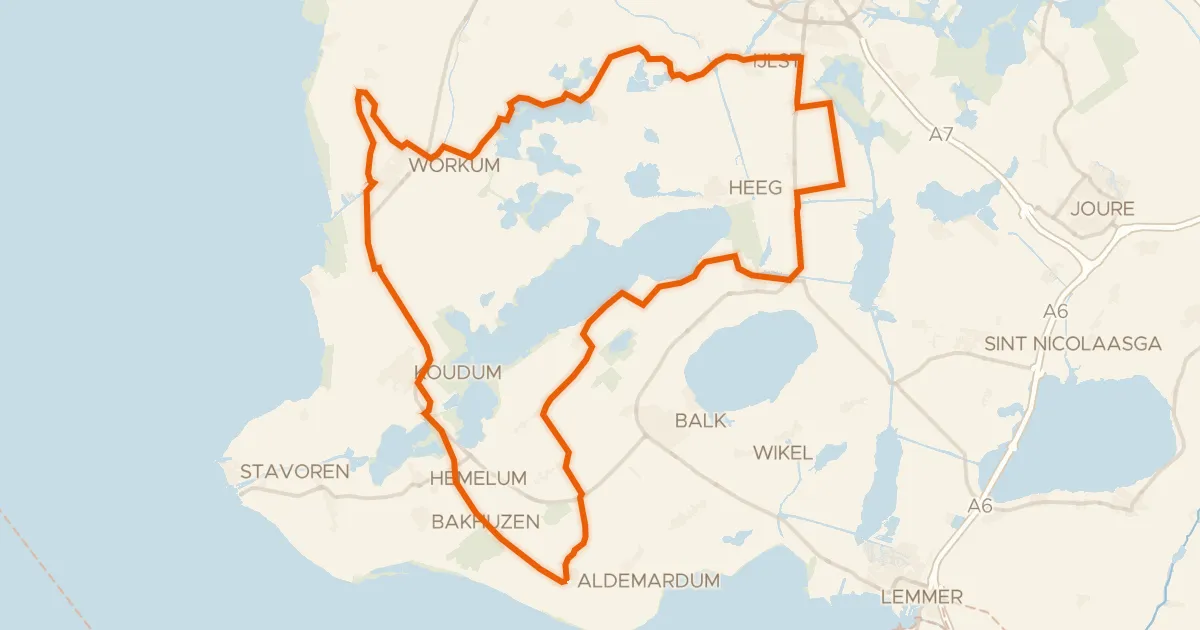Map of the cycling route Rondje Witte en Zwarte Brekken en Rysterbosk