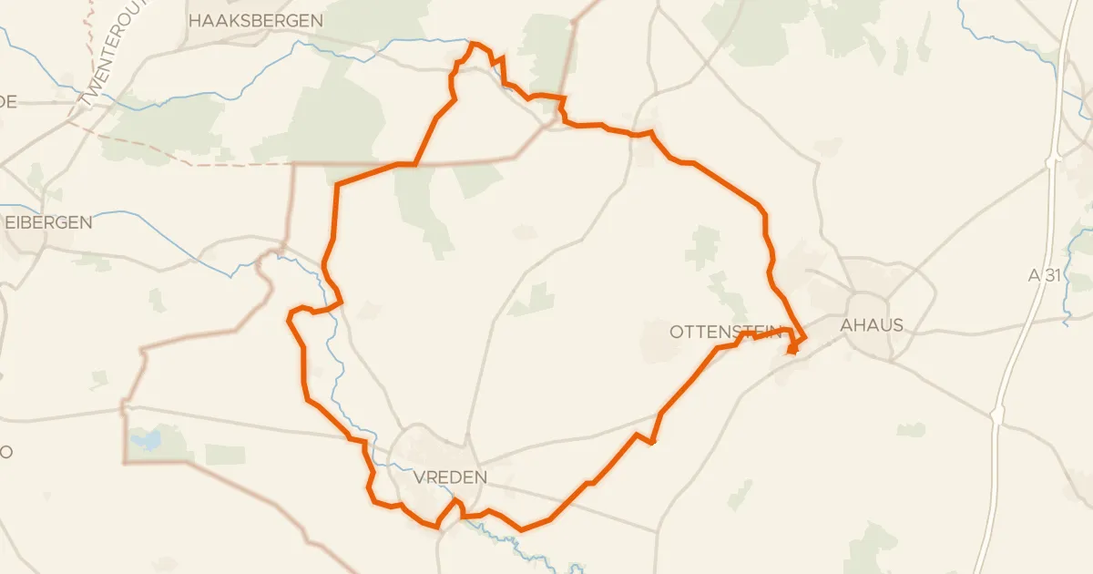Kaart van de fietsroute Rondje Haarmühle en Ammeloer Venn