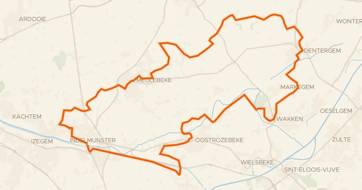 Kaart van de fietsroute Mandeldal
