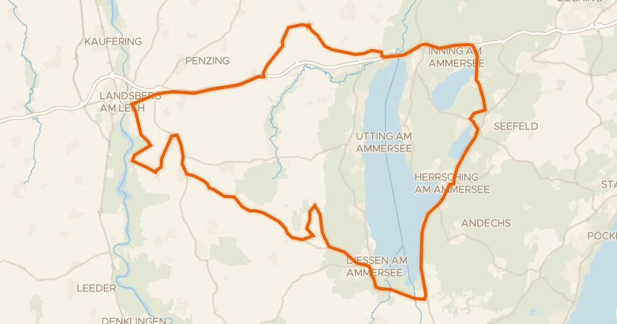 Map of the cycling route Rondje Schloss Mühlfeld en Vogelfreistätte Ammersee-Südufer