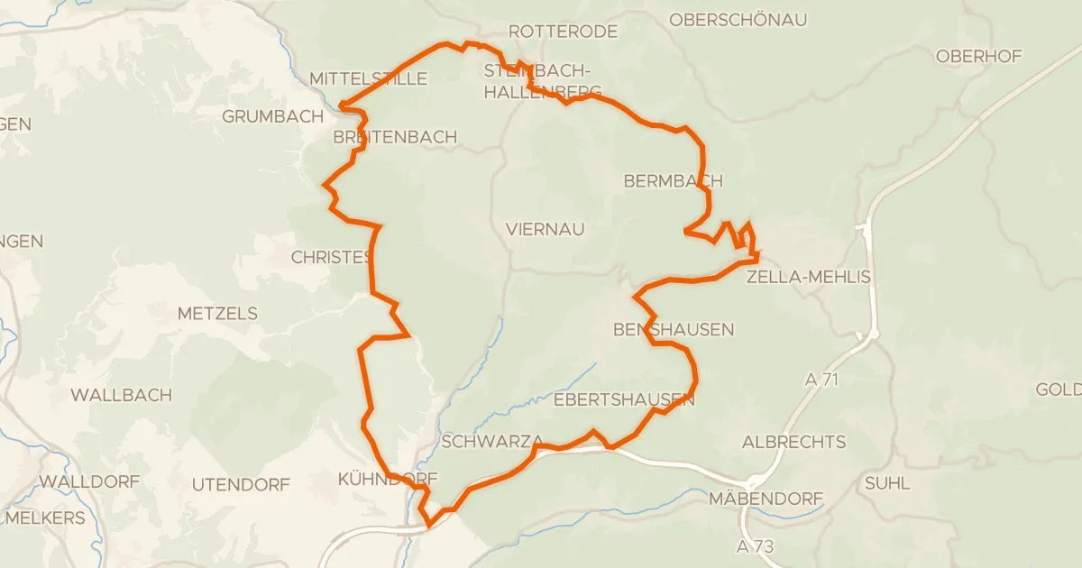 Kaart van de fietsroute Rondje Naturpark Thüringer Wald en Stille
