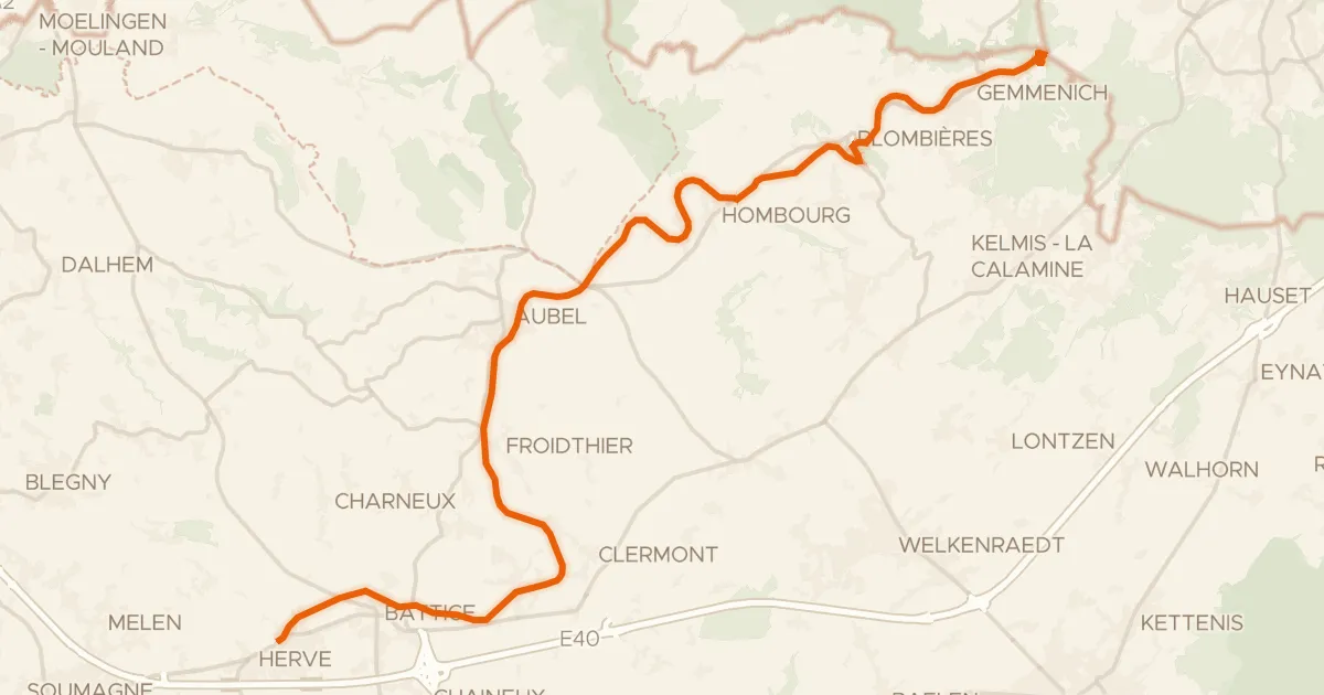Kaart van de fietsroute EuroVelo 3 - Pilgrim's Route - part Belgium 1
