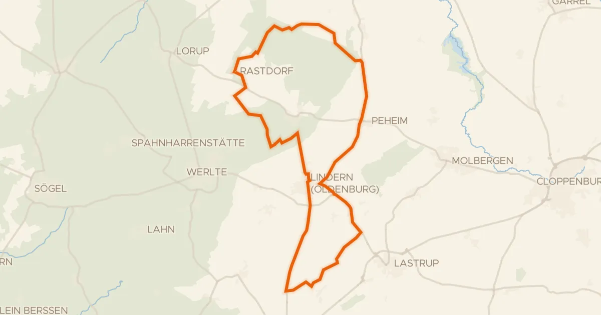 Kaart van de fietsroute Rondje Bockholter Dose en Markatal